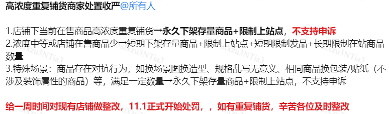 緊急提醒！11月1日起，Temu嚴打“重復鋪貨”行為