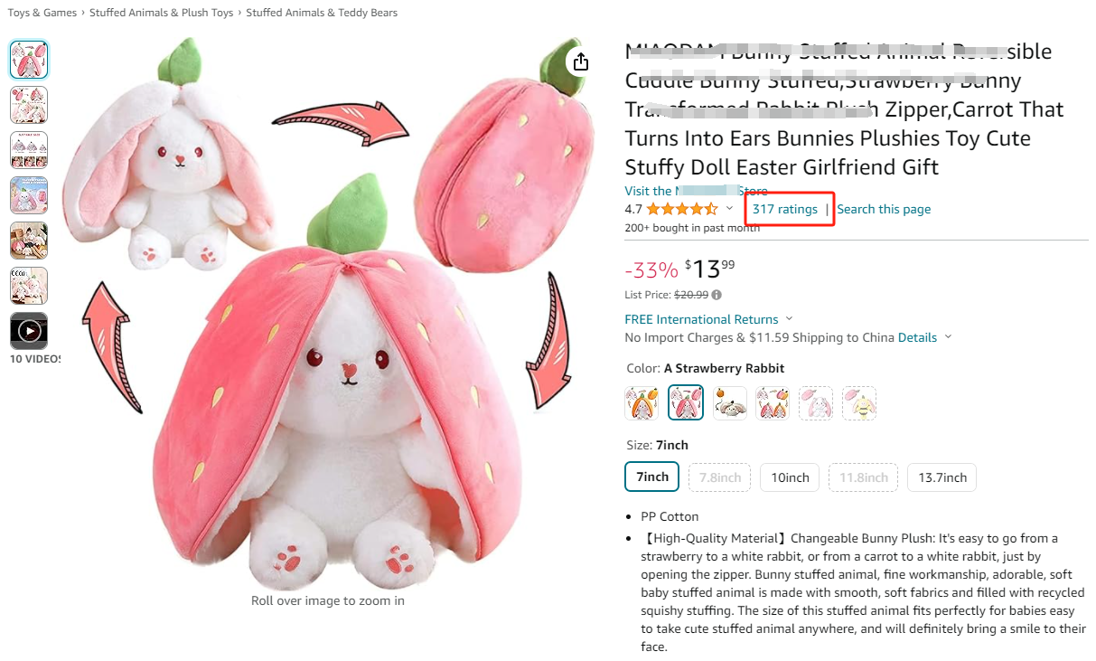 热门产品最新下证！草莓变身兔子毛绒玩具Strawberry Bunny Transformed Rabbit！