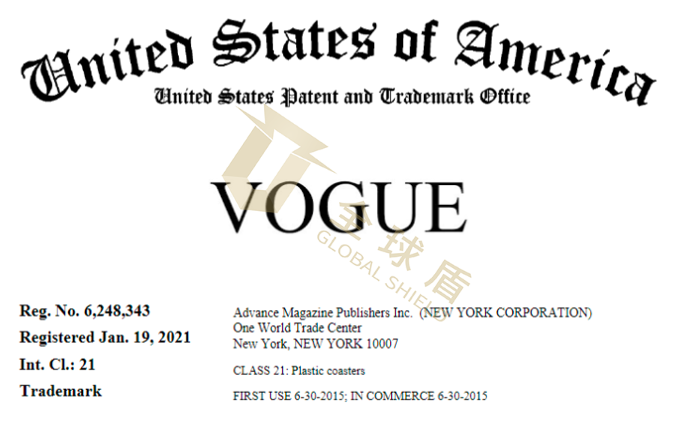 [22-3121]GBC代理VOGUE美国时尚杂志发案，已通过初步禁令！