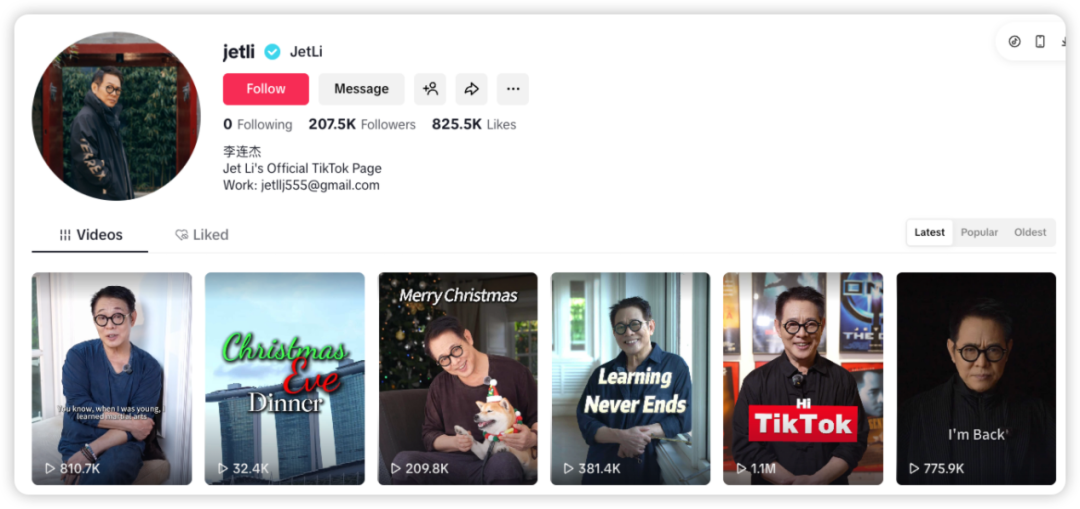 李连杰入驻TikTok，用“功夫生意”，低调赚美金