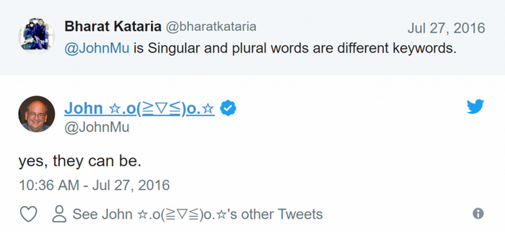 谷歌SEO：单复数关键词对排名的影响以及相应优化措施