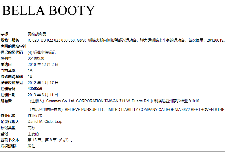 BELLABOOTY臀部推力带商标和专利维权，附发明专利分析