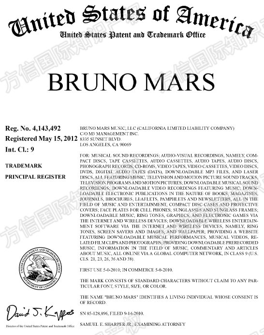 这两个词汇不能用！美国歌手BrunoMars商标维权！