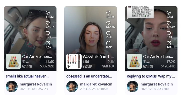 7美金“汽车清新剂”美区卖爆！TikTok Shop美区达人视频周榜(12.4-12.10)