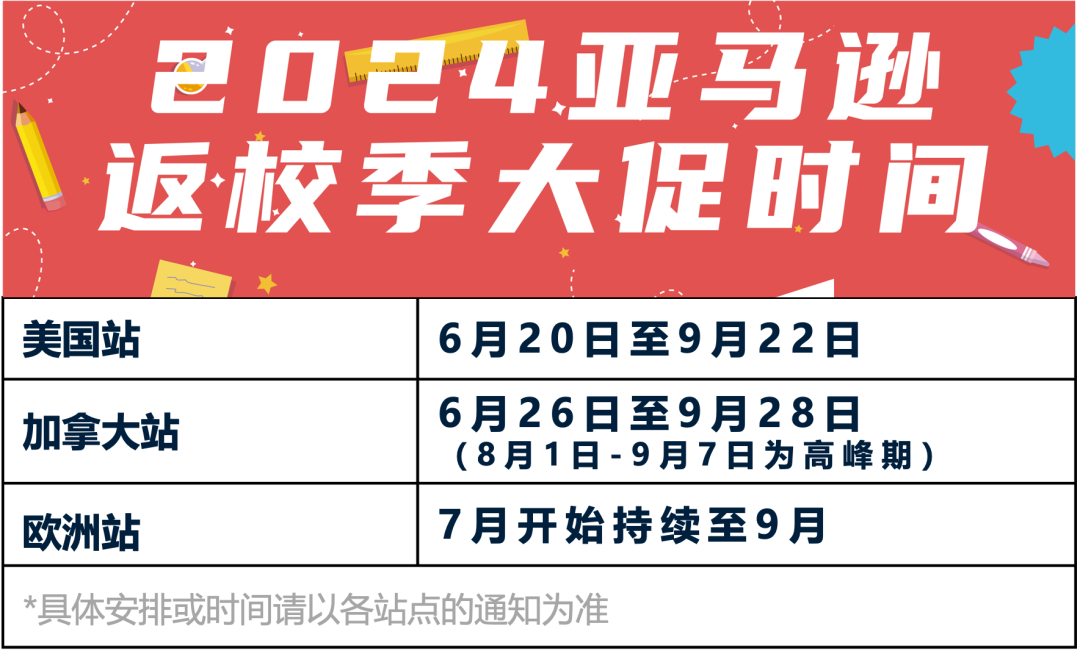 重磅｜2024年亚马逊返校季活动将于6月-9月举行，请北美、欧洲站卖家尽快提报！