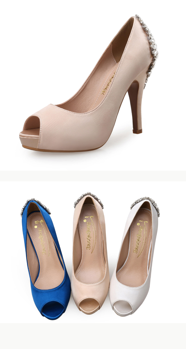 [女鞋 ]舒适高跟鞋闪烁水钻防水台浅口鱼嘴工作鞋外贸厂家货源,批发