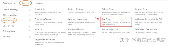 波兰Allegro销售设置(Sales Settings)3-Size chart(尺码表)及Blacklisted of buyers(买家黑名单)