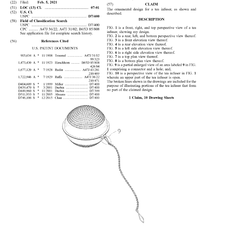 干货|亚马逊Listing外观专利侵权提前预警|【 泡茶过滤器】