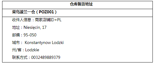 菜鸟波兰一仓新商家入驻通知