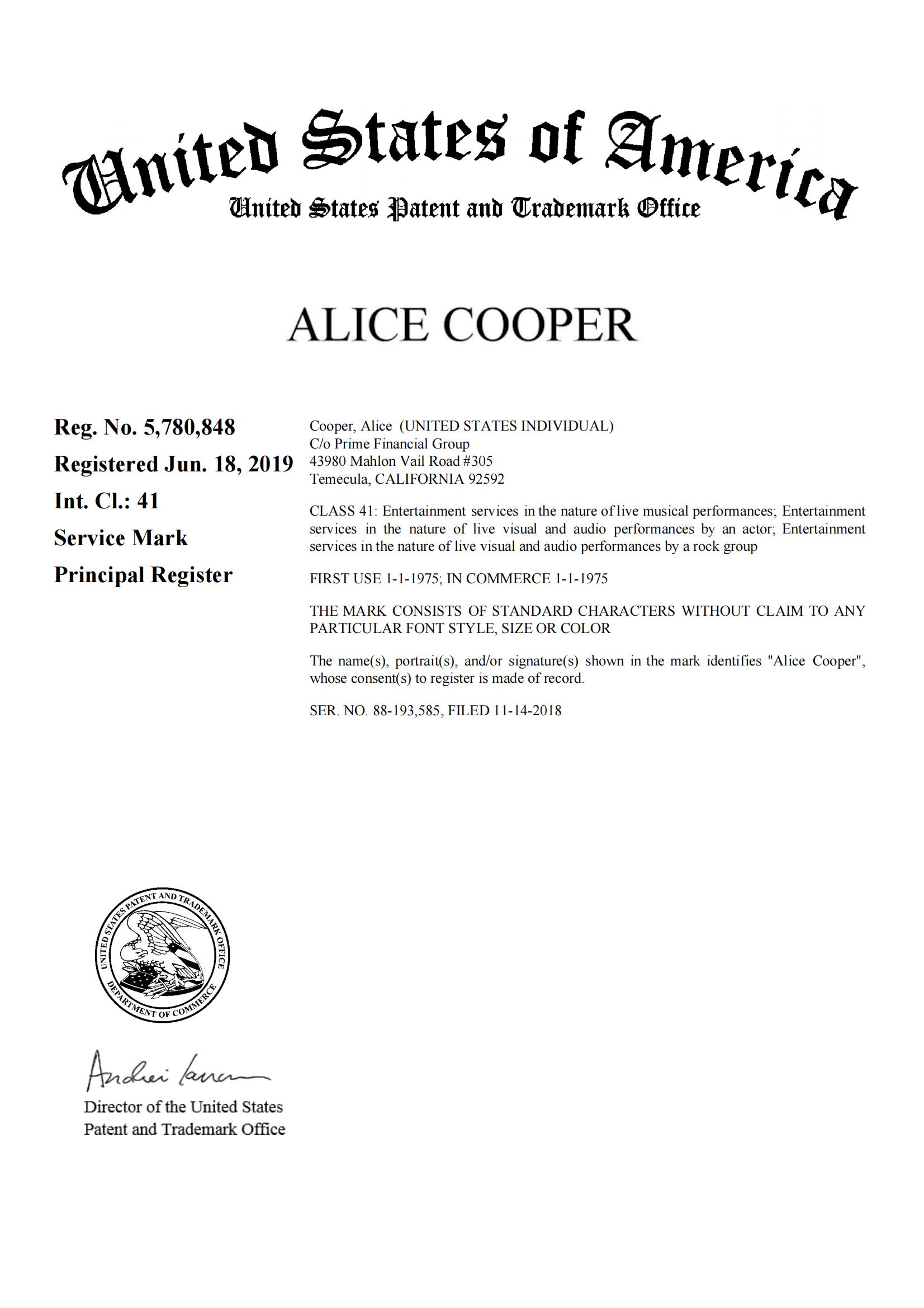 侵权预警！涉及商标Alice Cooper& The Mountain，卖家及时排查下架！