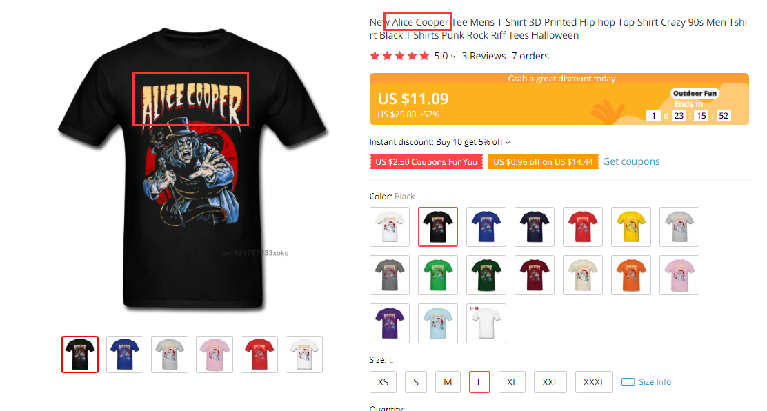 侵权预警！涉及商标Alice Cooper& The Mountain，卖家及时排查下架！