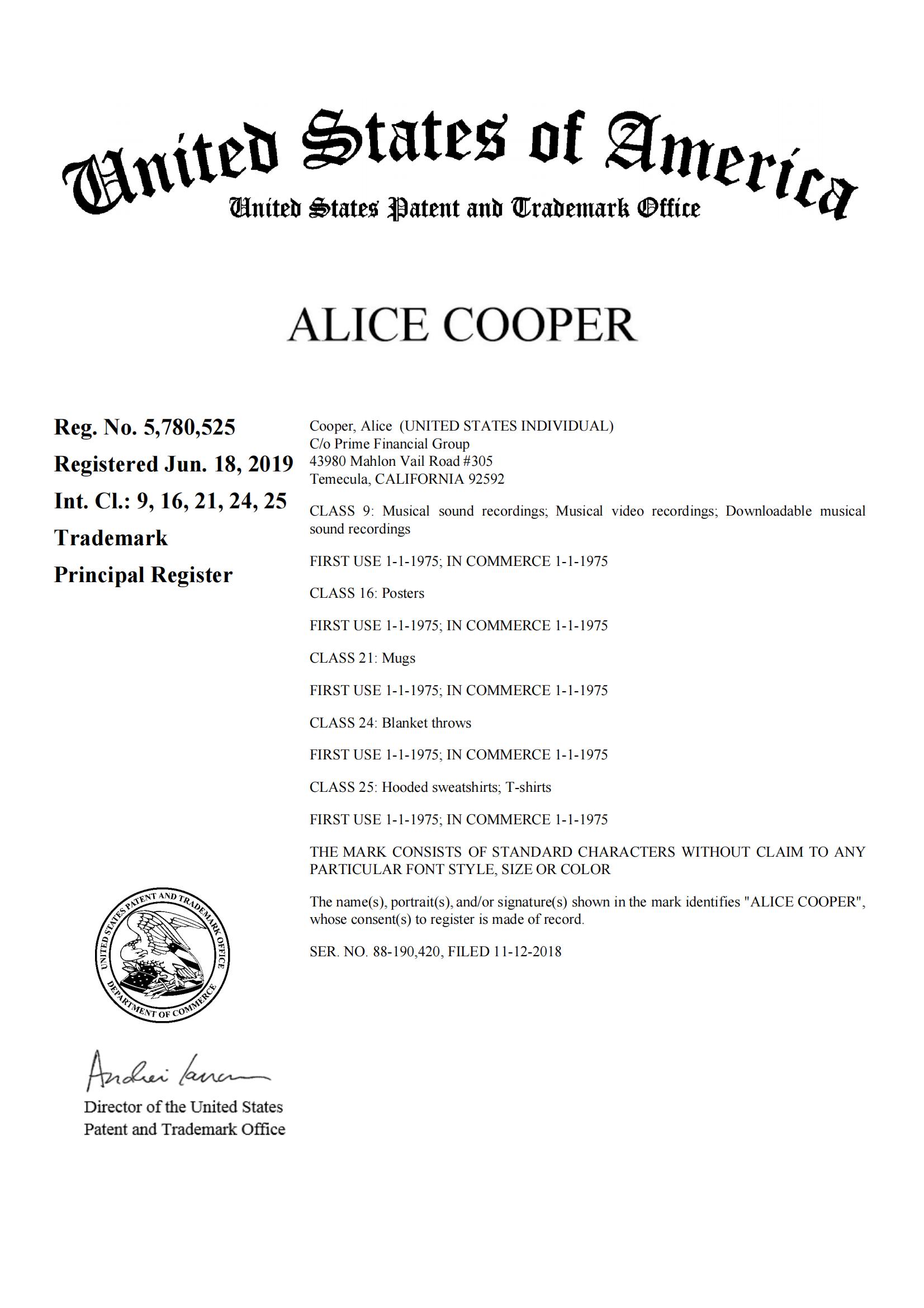 侵权预警！涉及商标Alice Cooper& The Mountain，卖家及时排查下架！