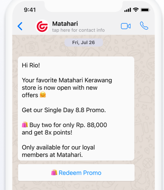 Matahari:WhatsApp 营销提升转化率至业内平均水平的 2.5 倍