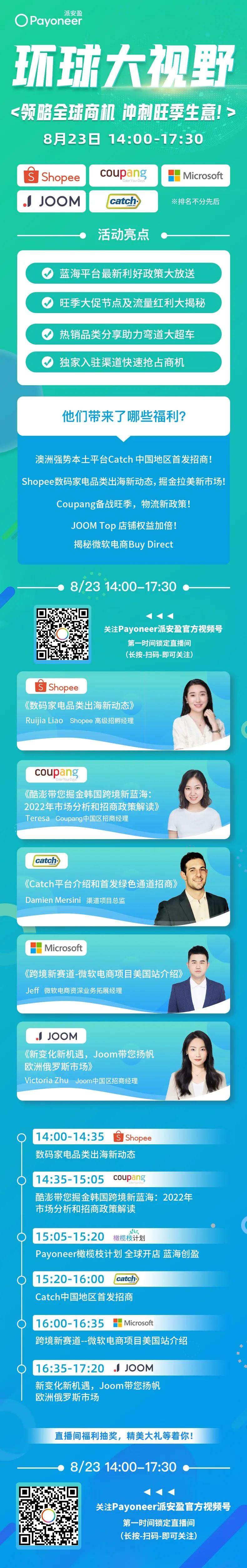 精彩直播：Payoneer派安盈橄榄枝计划环球大视野蓝海平台直播分享会