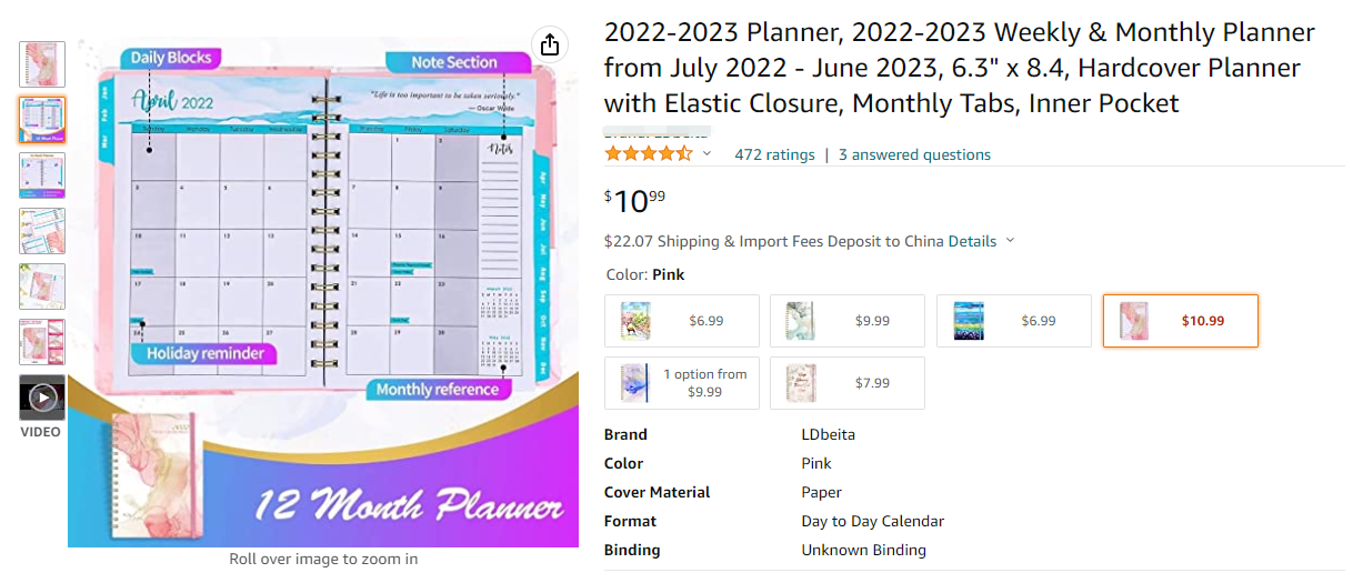 记事簿版权planners copyright维权，案件号：22-cv-3740