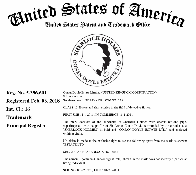 神探福尔摩斯SHERLOCK HOLMES公布维权商标及被告名单