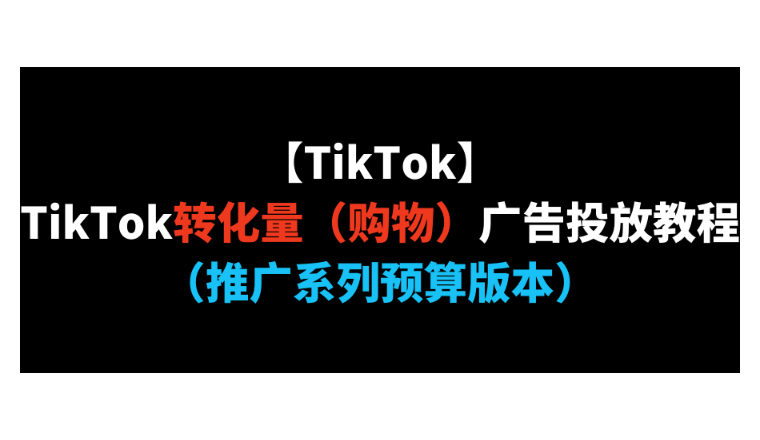 【TikTok】TikTok转化量（购物）广告投放教程（推广系列预算版本）