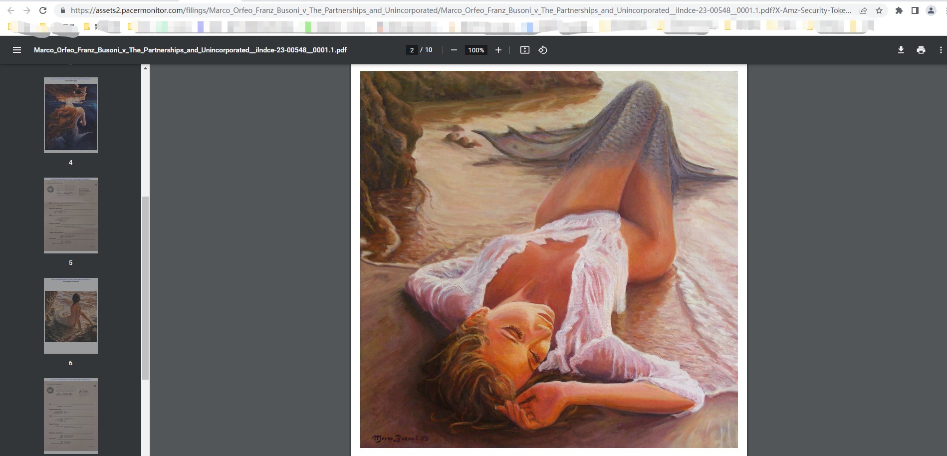 布索尼笔下的五幅美人鱼作品均有版权，涉及范围较广