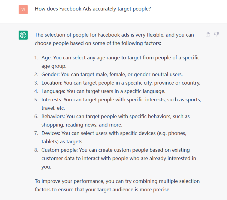 一路狂飙，ChatGPT如何看待Facebook推广以及Facebook广告