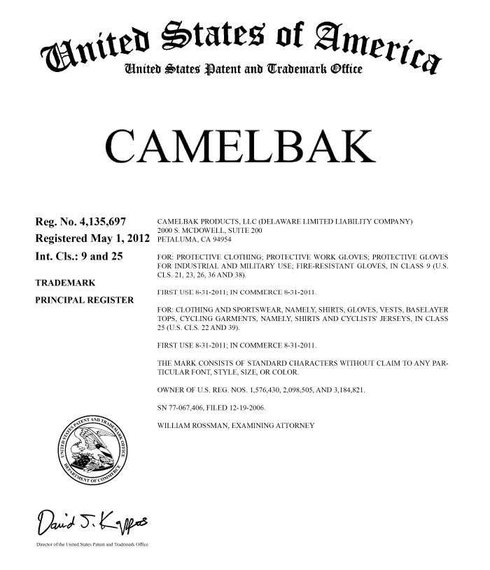 原告律所Keith代理驼峰户外CAMELBAK商标维权，已TRO临时禁令，未被冻结的卖家请尽快下架！