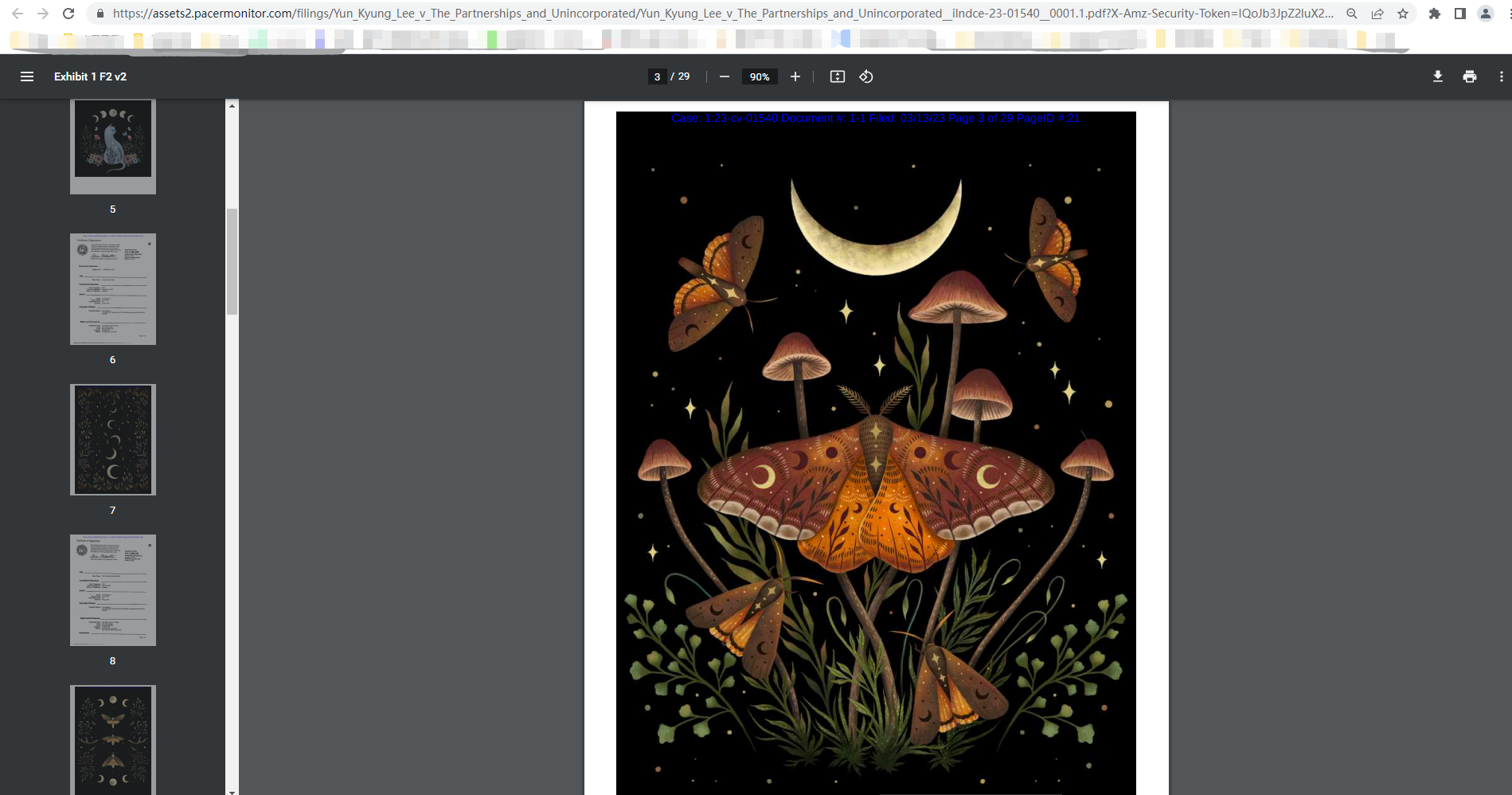 韩国艺术家委托Keith律所提起诉讼，作品元素有的动物、月亮、花朵和蝴蝶等