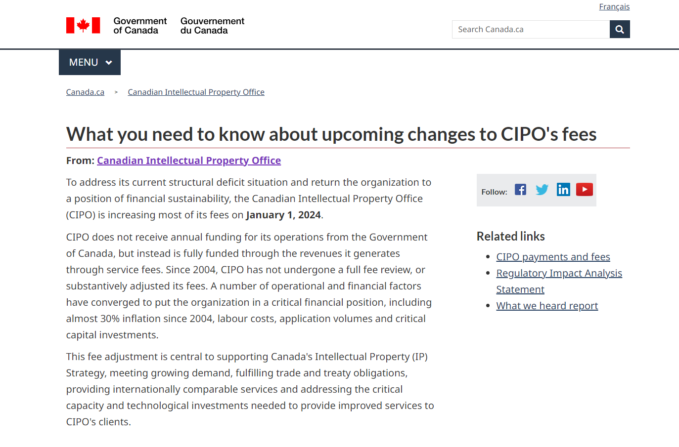 加拿大将于2024年1月1日上调商标的申请费用
