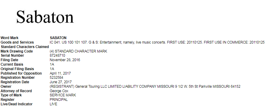 速查!Twins Special 拳击手套卷土重来!Sabaton 乐队发起商标维权!