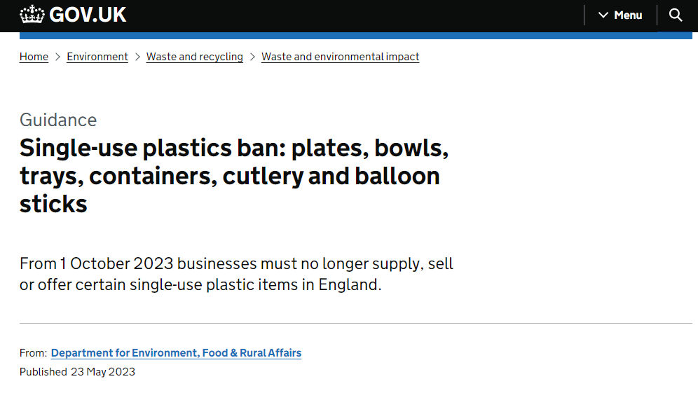 一文读懂英国一次性塑料禁令：盘子、碗、托盘、容器、餐具和气球棒