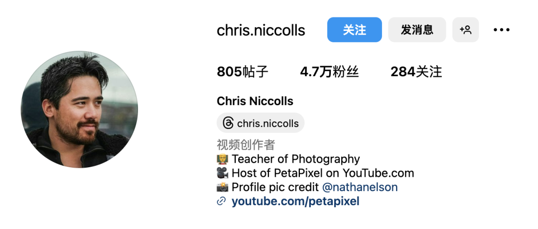 Chris Niccolls的Instagram主页