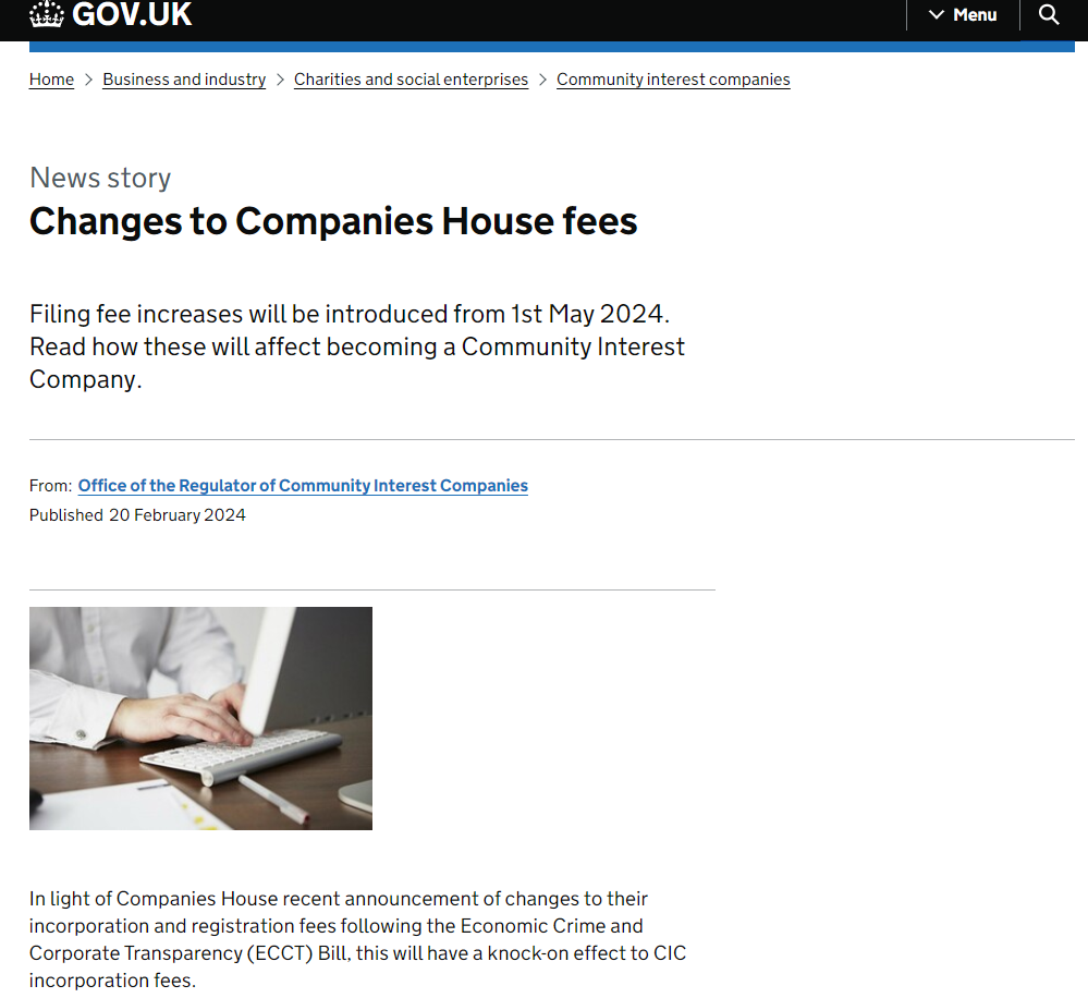 5月1日起英国公司注册费用将发生变更