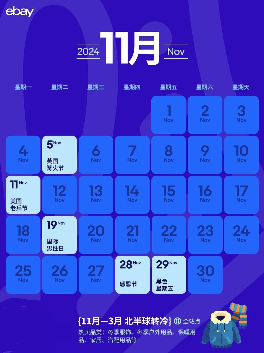 eBay跨境日历！下半年营销节点我们帮你都准备好了