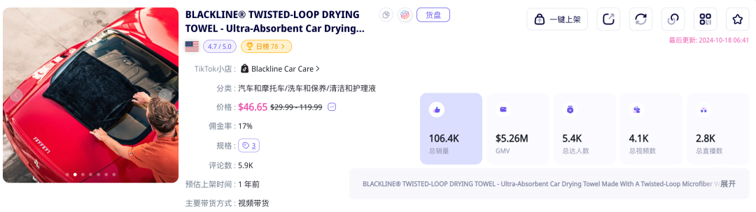 GMV突破500万！这款汽车清洗毛巾为何在美国TikTok Shop大受欢迎？