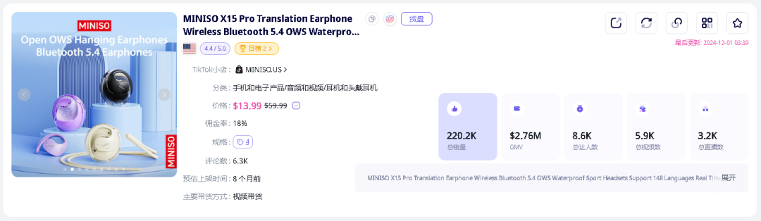 30天200万美金！翻译耳机在TikTok美区黑五大促中大放异彩