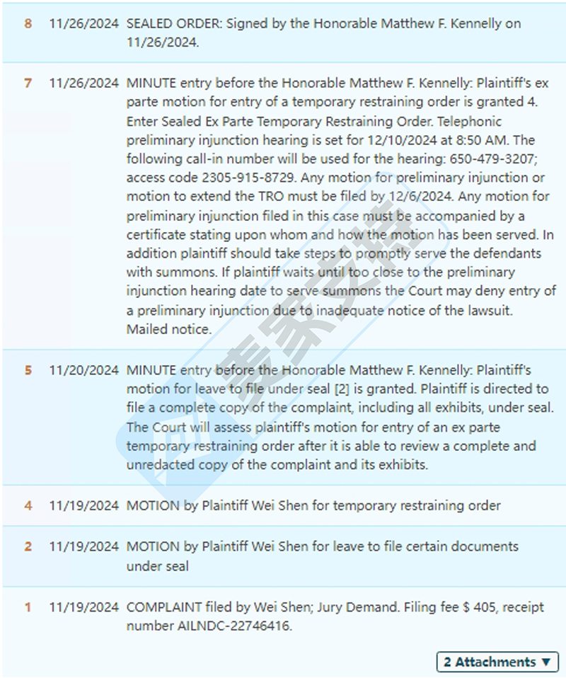 24-cv-11897，天呐撸！健身器材专利维权，已成功TRO冻结