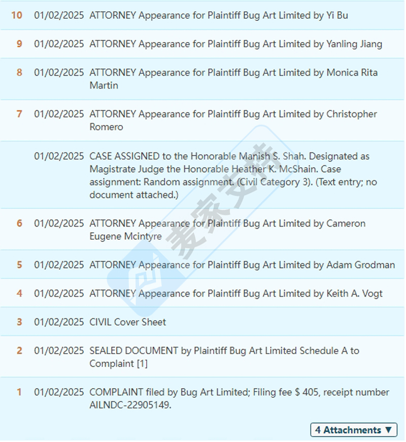 25-cv-00030，keith律所新年首案，Bug Art Limited两张版权再维权