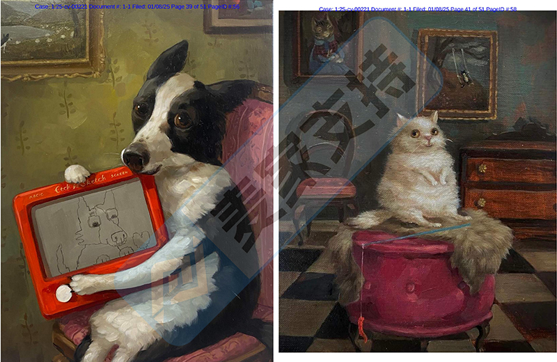 25-cv-00221，keith新案速递！25张油画风动物肖像版权发起TRO