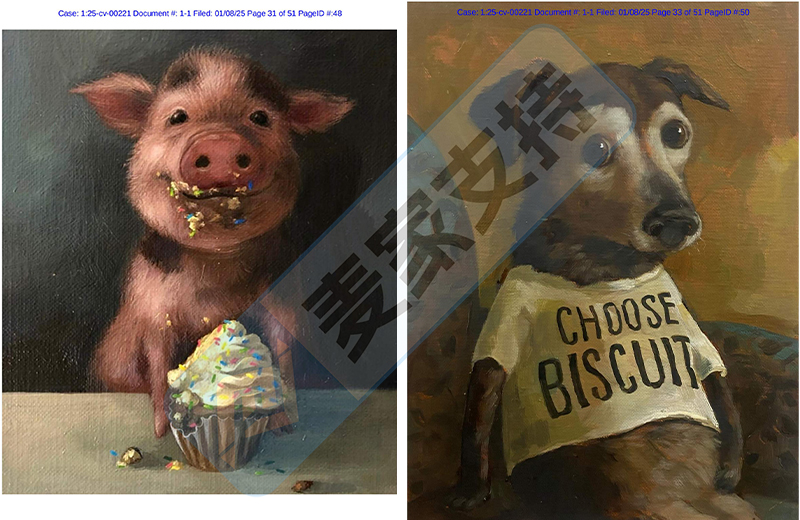 25-cv-00221，keith新案速递！25张油画风动物肖像版权发起TRO