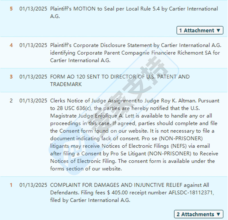 25-cv-20177，SMG律所代理奢侈品牌，Cartier卡地亚再维权
