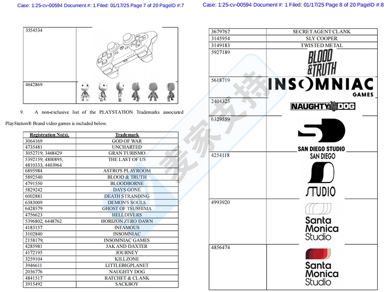 25-cv-00592，PlayStation游戏多商标委托GBC律所发起维权
