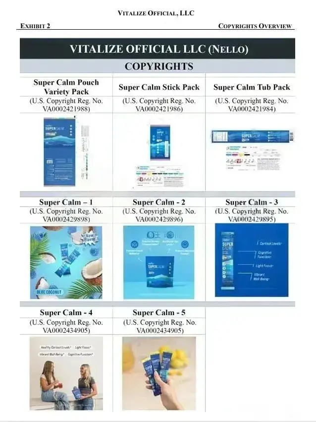 【25-cv-07899】VITALIZE品牌发起商标维权！238店已冻结，涉“NELLO”“SUPERCALM”等词，速查！