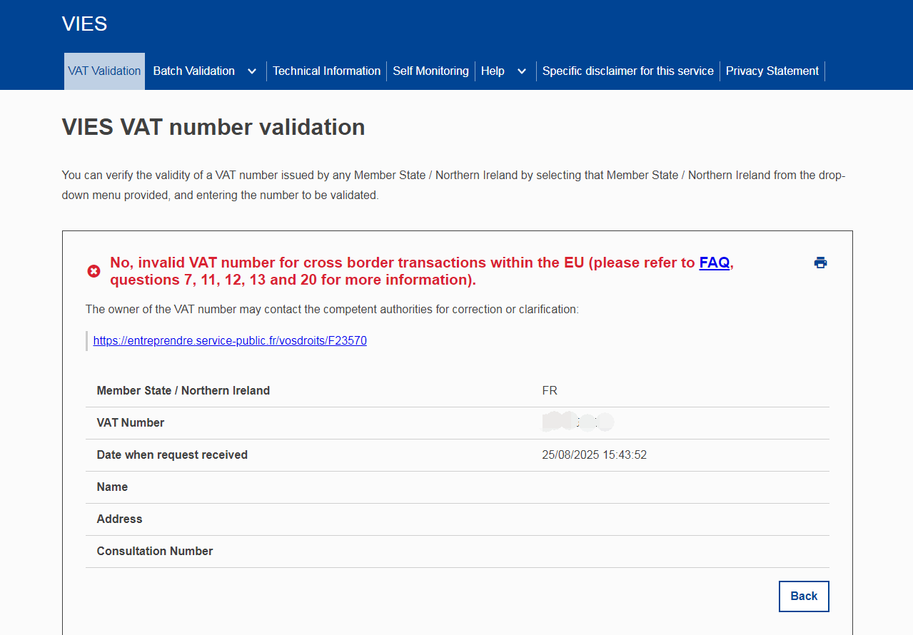 法国VAT税号为何失效？如何恢复？