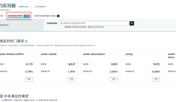 亚马逊商机探测器升级，“发现未满足的需求”功能上线