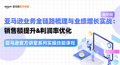【亚马逊官方讲堂系列实操技能课程】亚马逊业务全链路梳理与业绩增长实战：销售额提升&利润率优化