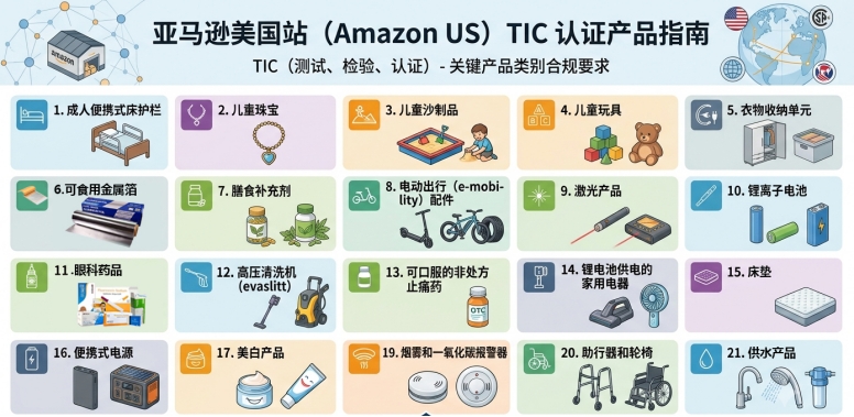 美国站哪些产品要做TIC认证和认证标准