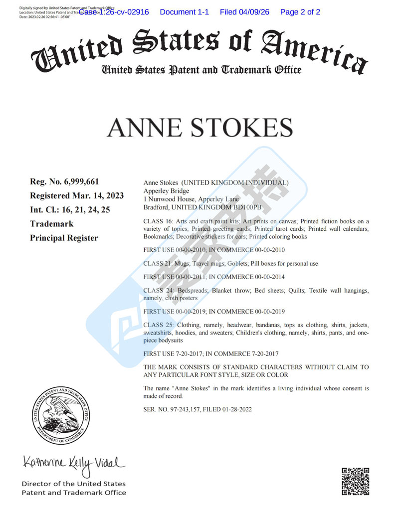 26-cv-02916，面对疾风暴吧！Whitewood 律所强势接手Anne Stokes版权，跨境卖家需紧急避险
