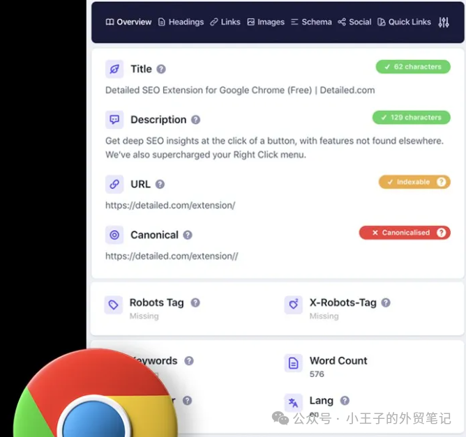 【独立站专题】推荐一款免费的SEO分析插件-Detailed SEO Extension