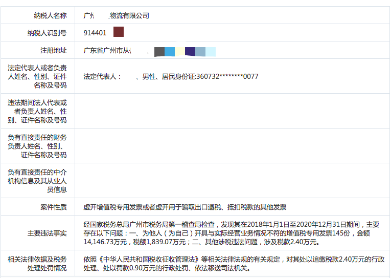 涉案金额1.4亿!广州一物流公司被罚