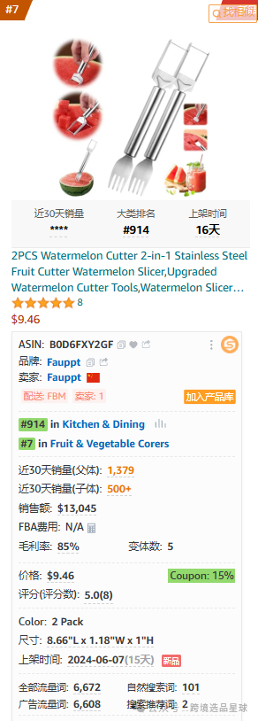 亚马逊选品-数据分析第3期 西瓜叉切割器