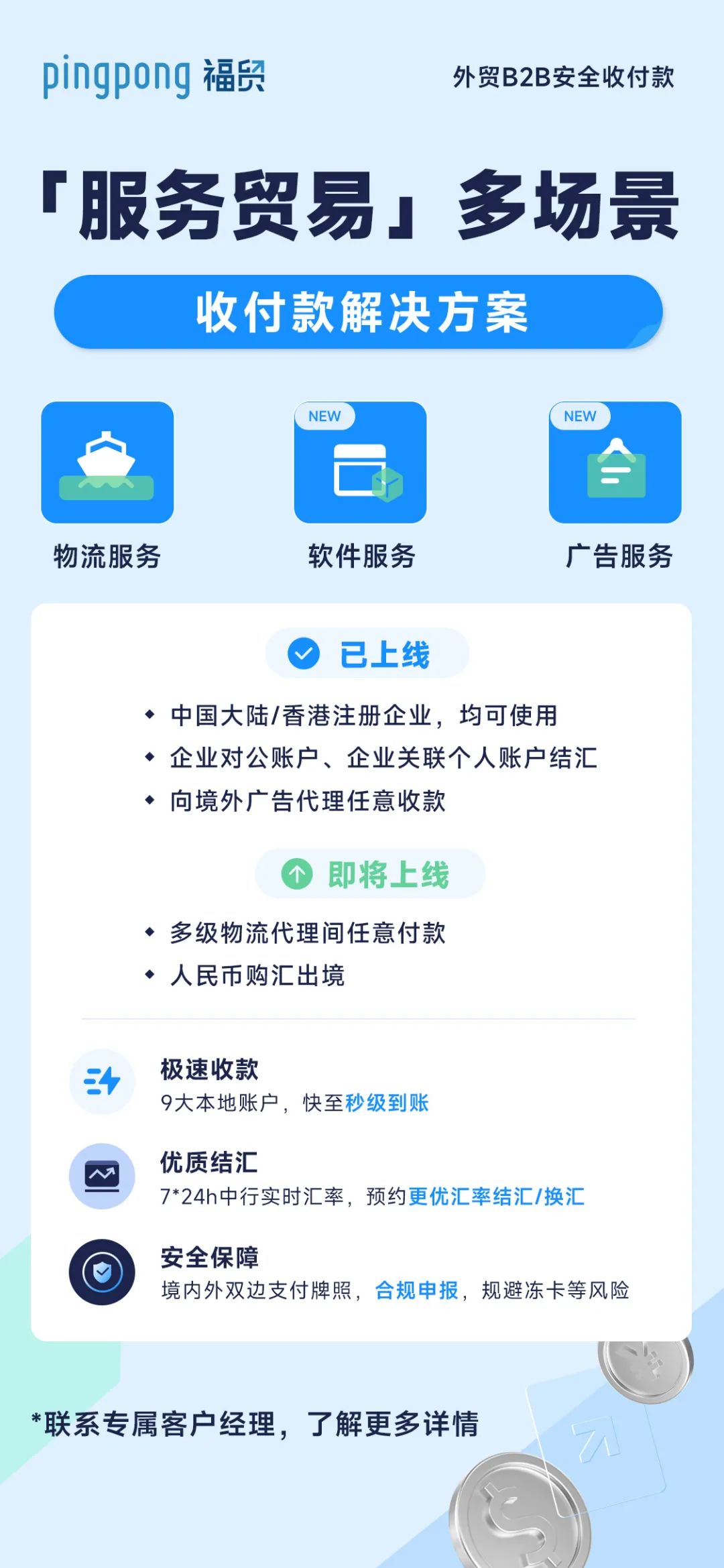 一上线就结汇20万美元！「服务贸易」多场景收付款 解决方案来了！