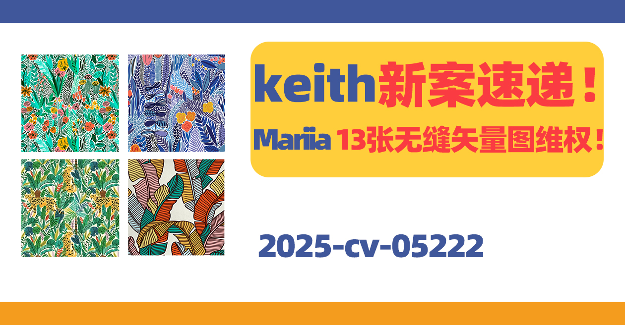 2025- cv-05222，Keith代理Mariia13张无缝矢量图案三案齐发！